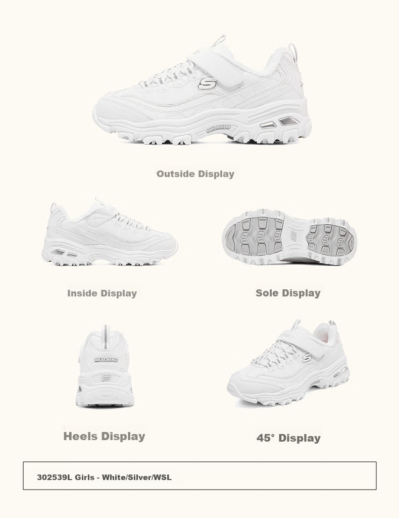 Skechers Kids' Self-Owned Milk Tea Bear Children's Shoes Autumn and Winter Girls' Sports Shoes Big Kids' Running Shoes Panda Shoes 302526L 48