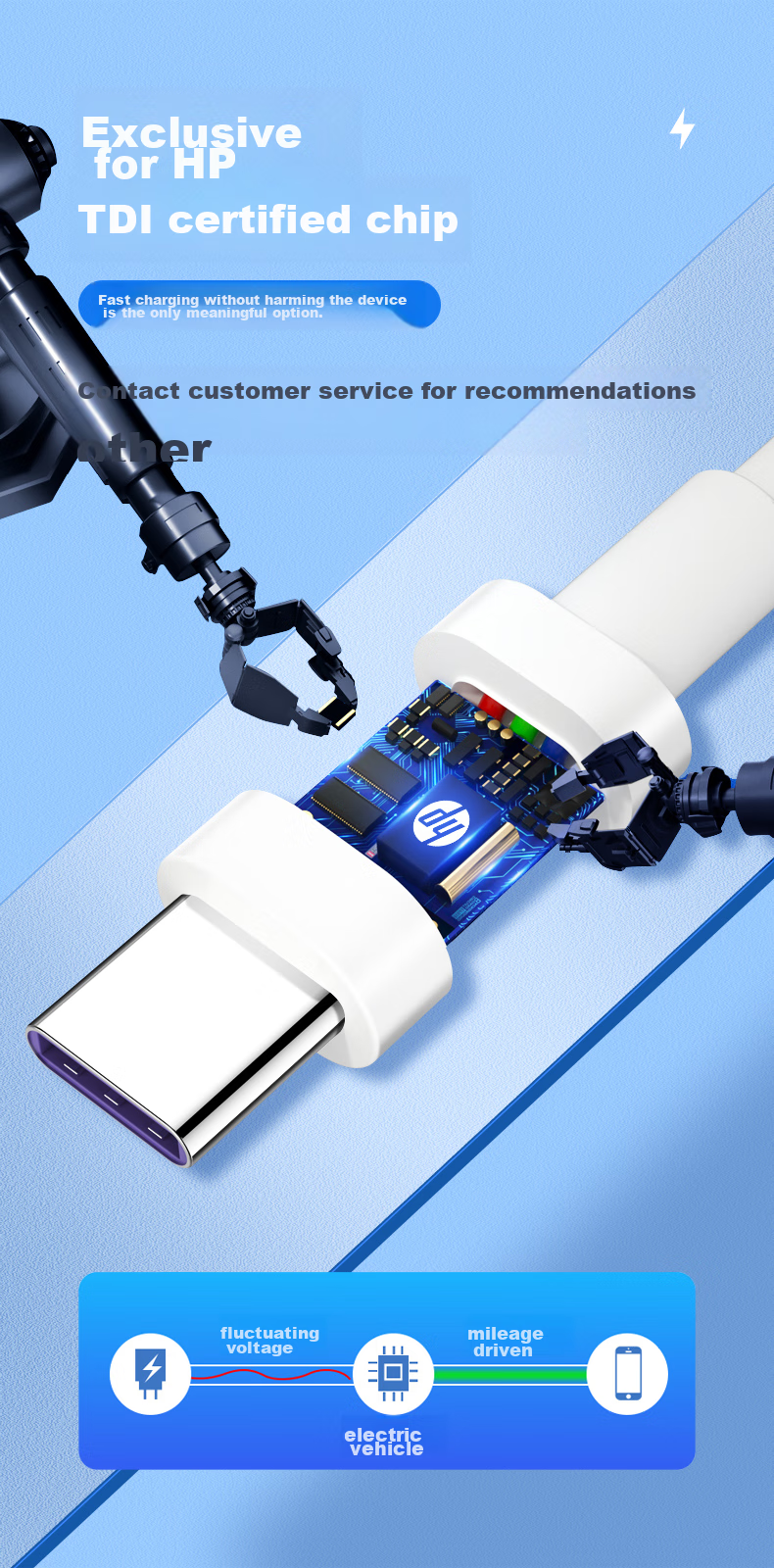 HP Type-C Data Cable 5A, Huawei Super Fast Charging for Mate30/P40pro, Android Phone Charging Cable 5