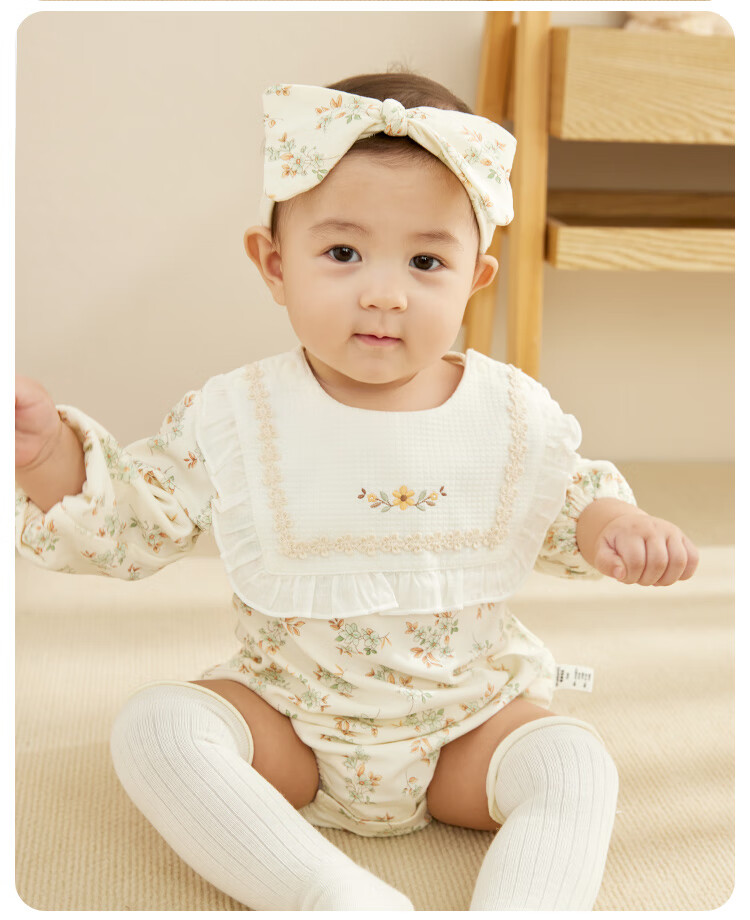 Wismorni Baby Girl Romper for Spring And Autumn, Adorable Infant Onesie for Going Out, Princess Style Triangle Bodysuit 6