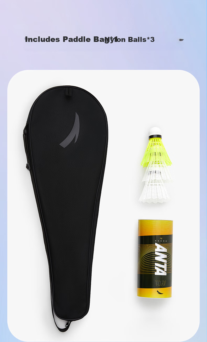 ANTA Badminton Racket Set for Men And Women, Durable Deep Groove Competition Rackets with Nylon Shuttlecock Bag And Grip Set 12