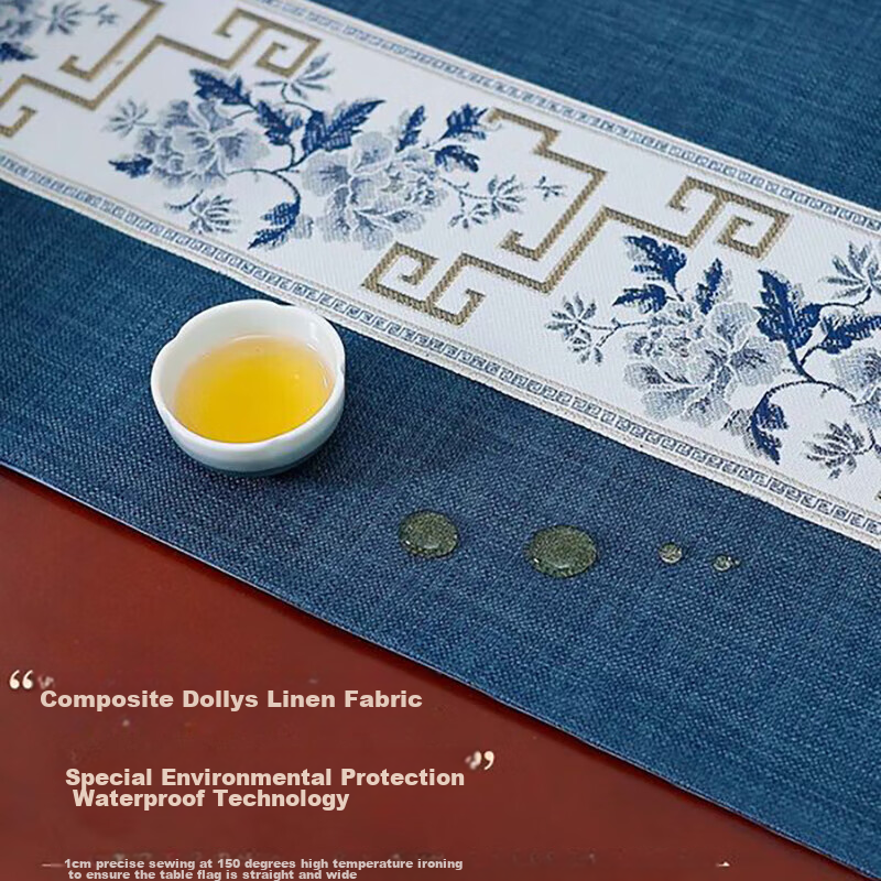 AVIVI Table Runner, Chinese Style Tablecloth, Coffee Table Cover, Long Tea Mat, Tea Table Fabric, Dining Table Mat, 33*180, National Color Radiance Blue