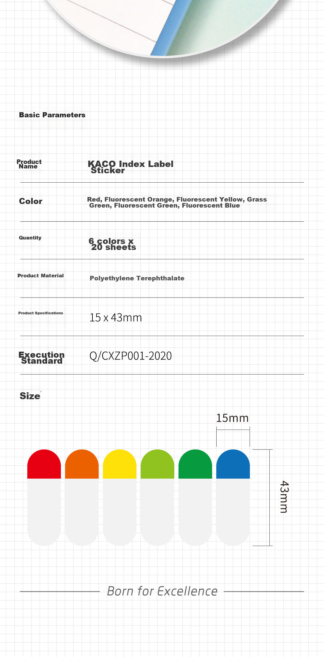 KACO Index Label Stickers, 6 Colors * 20 Sheets, Indicator Stickers, Exam Review Highlight Classification Sticky Notes, Study Notes for Postgraduate Entrance Exams And Final Exams, 15*43mm 9