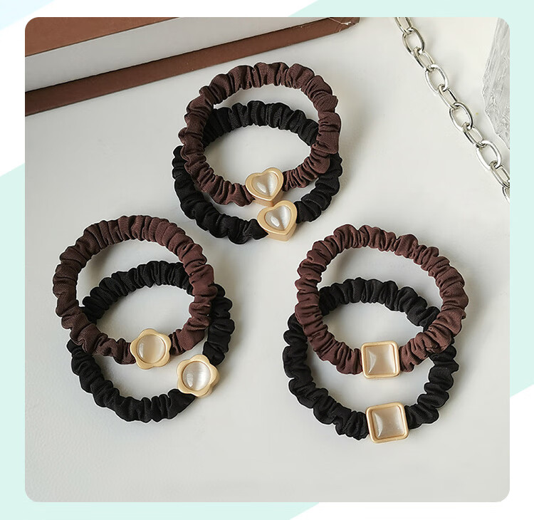 CHIMERA 4 Ponytail Hair Ties, Simple Glazed Heart-Shaped Hair Bands, Hair Ties for Women, Mid-Autumn Festival Gift 14