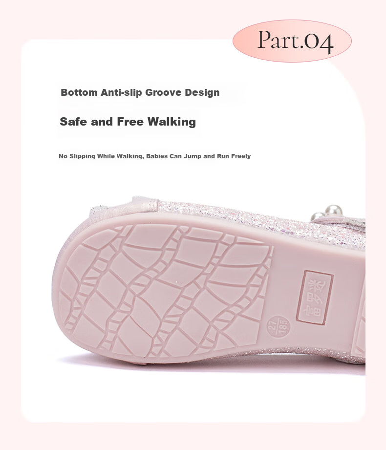Follow Me Girls' Sequin Bow Square-Toe Princess Shoes, Soft Sole Breathable Girls' Performance Dress Shoes, Pink, Size 30 8