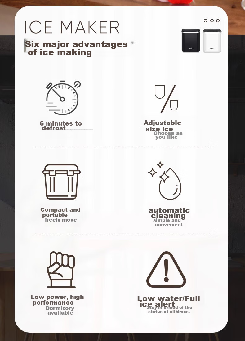 Hicon Ice Maker for Home Use, Small Dormitory Ice Machine, 15KG Bullet Ice, Automatic Cleaning, UV Disinfection + Antibacterial Inner Tank, Home Use Handheld Ice Maker, Ice Cube Maker 5