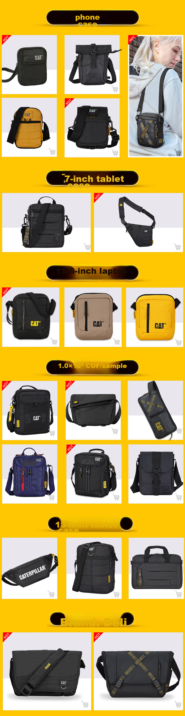 CAT Shoulder Bag, Outdoor Crossbody 10-Inch IPad Tablet Bag, Journalist Bag for Men, Black, 83614 1