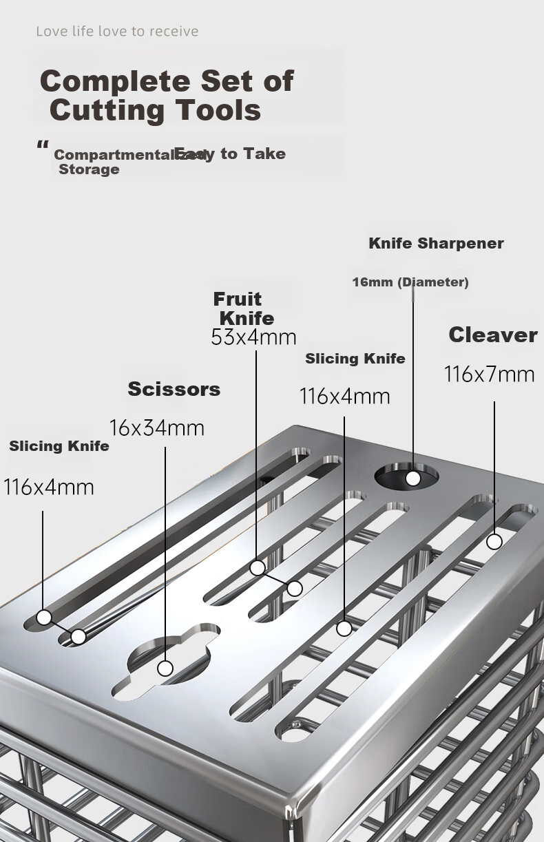 Shuaishi Kitchen Stainless Steel Knife Holder, Cutting Board Storage Rack, Chopsticks And Spoon Organizer, Utensil Storage Shelf, Knife Stand, Countertop Draining Rack 5