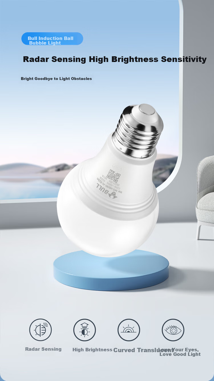 BULL LED Sensor Bulb, E27 Screw Base, High Brightness And Translucency, 9W White Light (Daylight Color), 6500K 1