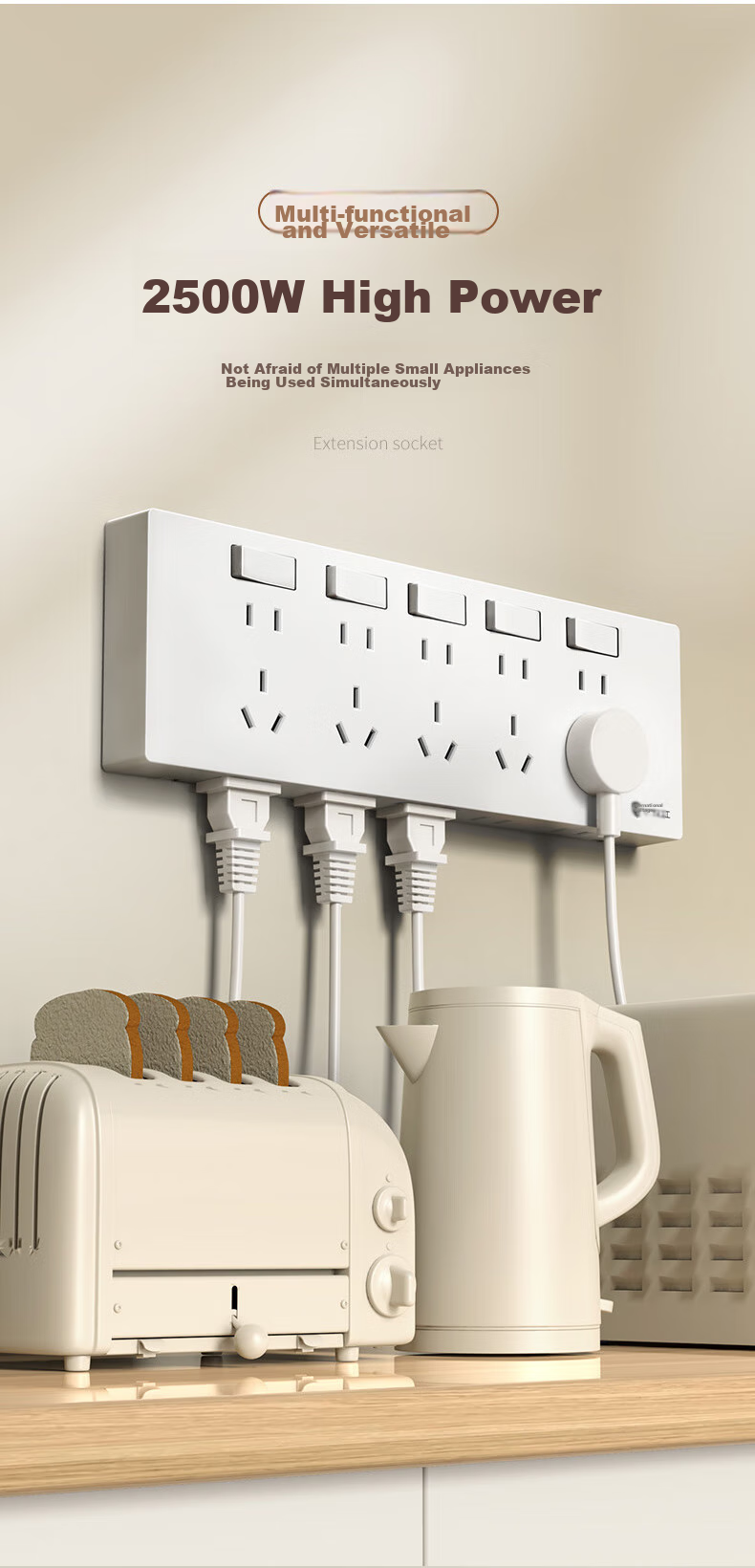 FDD Concealed Expandable Socket, 86-Type Converter, Extended Socket Panel, One Switch with Five Holes, One-To Converter, [White-35 Holes] Left Expansion + Independent Switch 3
