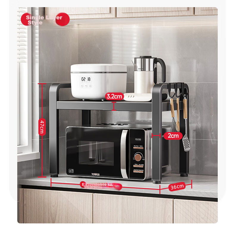 Meichuwuyu Kitchen Storage Rack, Countertop Microwave Oven Shelf, Extendable Oven Rack, Multi-Layer Kitchen Storage Shelf for Home Use 28