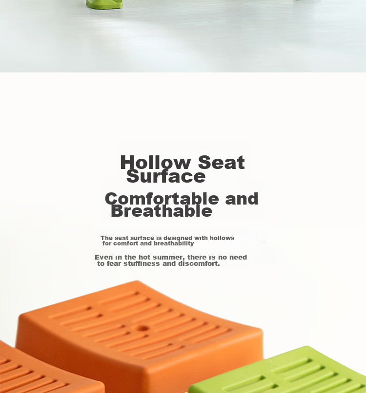 CHAHUA Plastic Stool Household Chair Striped High Square Stool Bench 46.6cm Beige 4-Pack 7