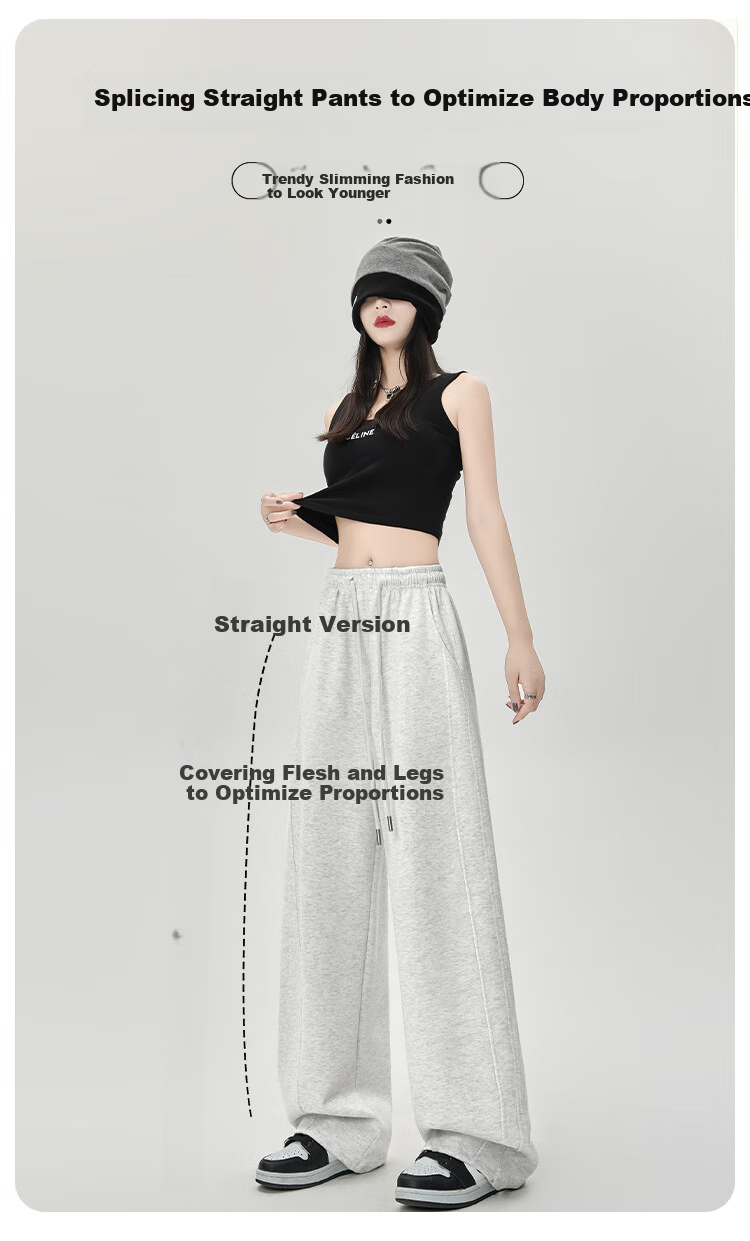 MiiOW Wide-Leg Pants for Women, Autumn 2025 New Style, Petite Draping Casual Straight-Leg Trousers for Fall 4