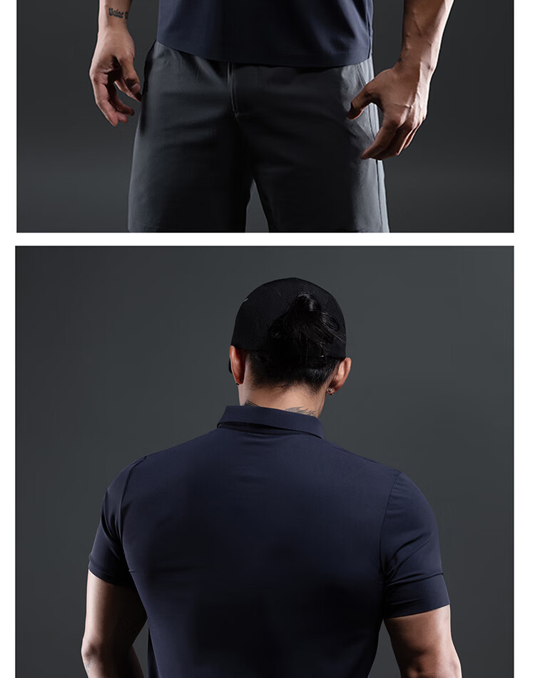 Monster Guardians Men's Summer Versatile Short-Sleeve Polo Shirt, Fitness Training Slim-Fit T-Shirt, Carbon Gray, 2XL 34