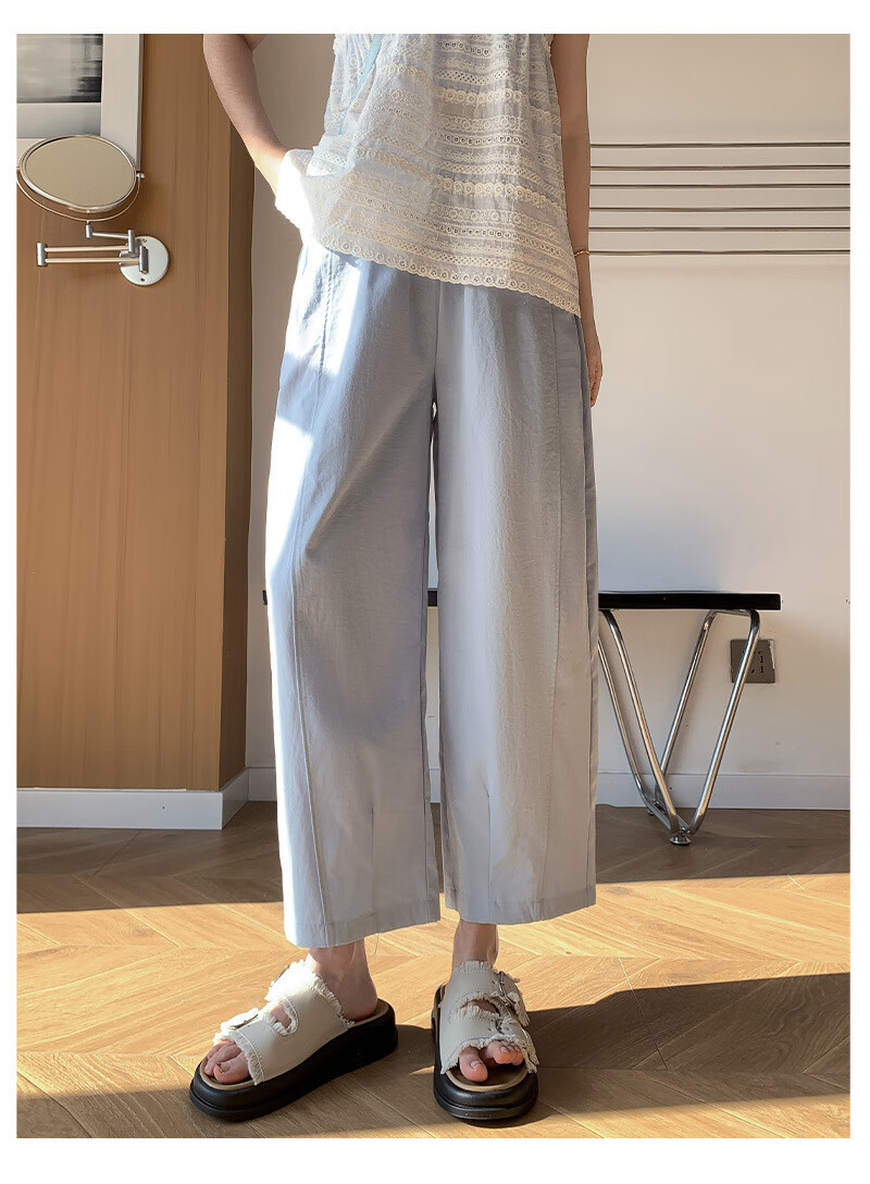 LangSha Women's Summer Thin Harem Radish Pants Granny Style Slim Fit 2025 New Petite Naifu Trousers 11