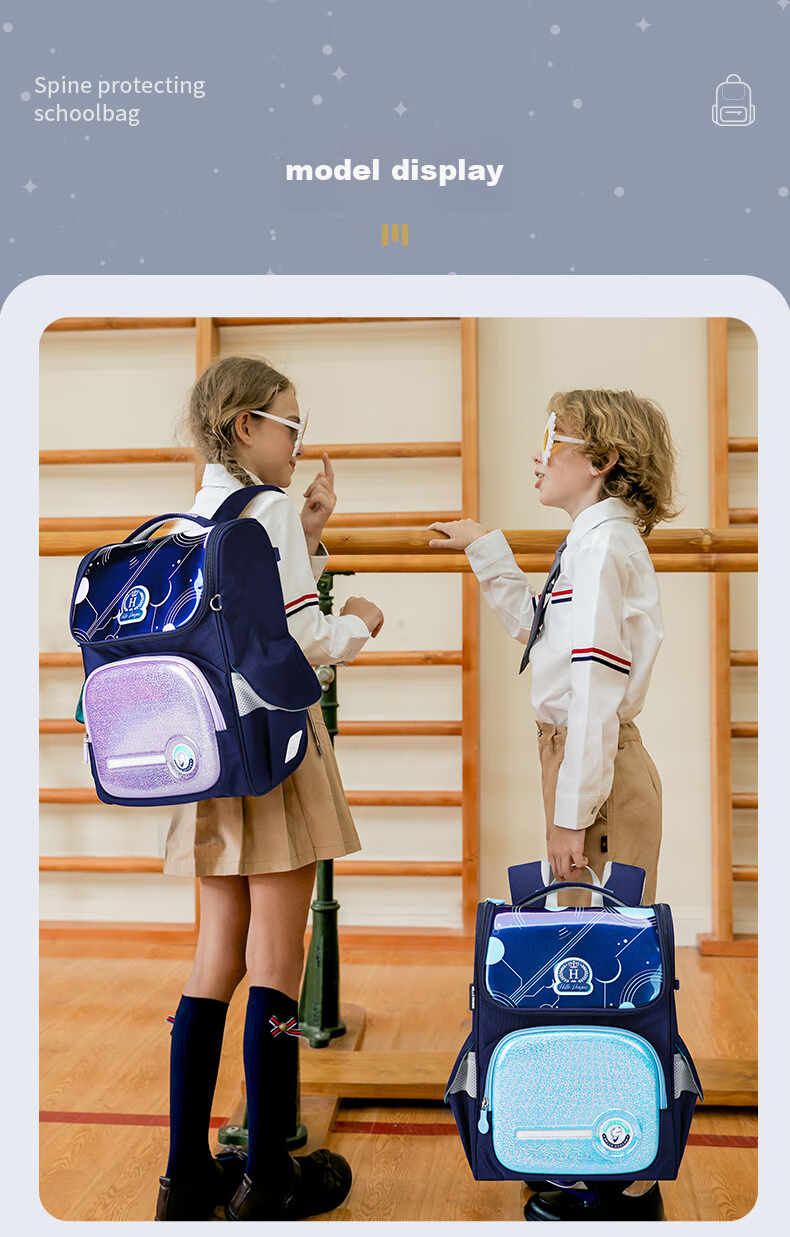 Herder Spine Protection Backpack for Primary School Students, British Style Backpack for Grades One to Six, Anti-Gravity Elastic Load-Reducing Backpack for Boys And Girls 20