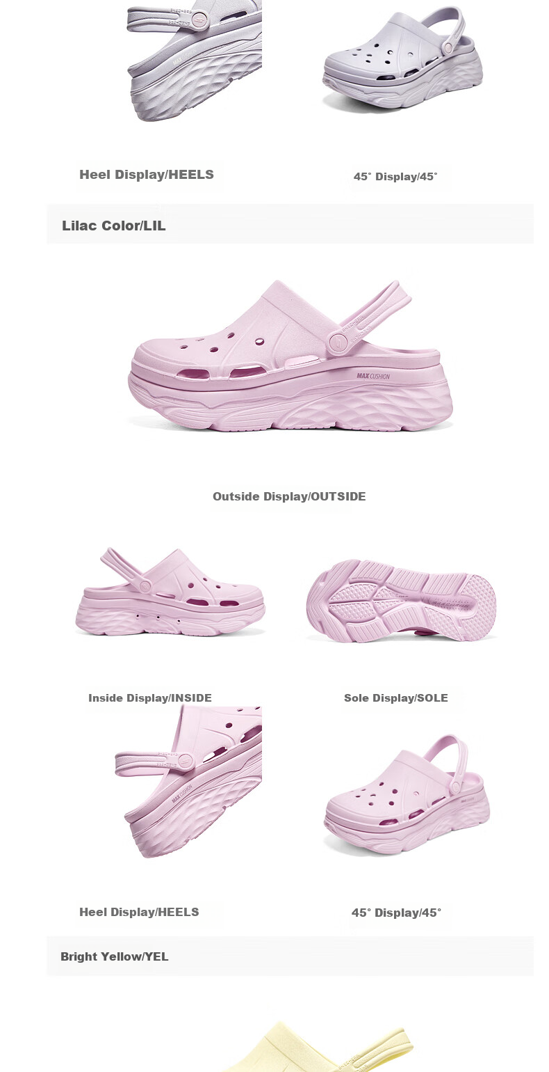 Skechers Spring And Summer Bubble Shoes, Thick-Soled Heightening Sandals, Hole Shoes, Slippers 111127, All Black/BBK, Size 39 8