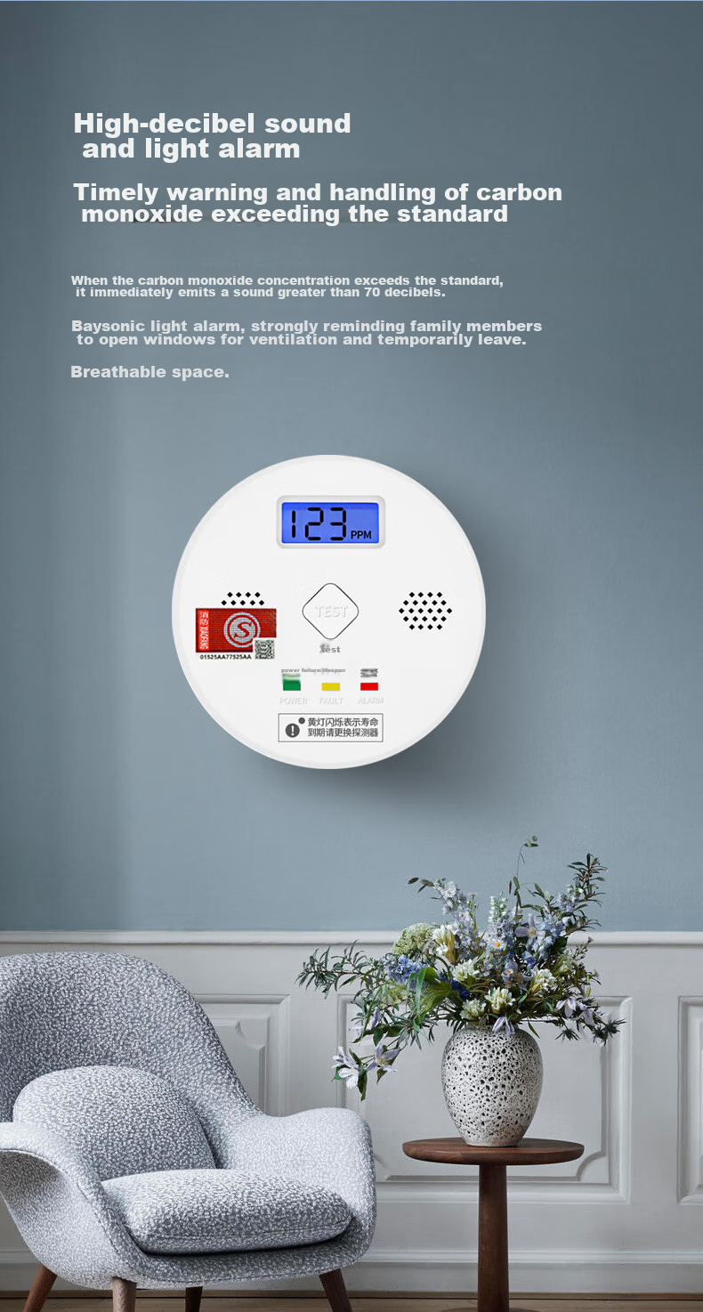 LFang SN-801 Carbon Monoxide Alarm Detector, Coal Stove Charcoal Warning Device, Honeycomb Gas Alarm 4