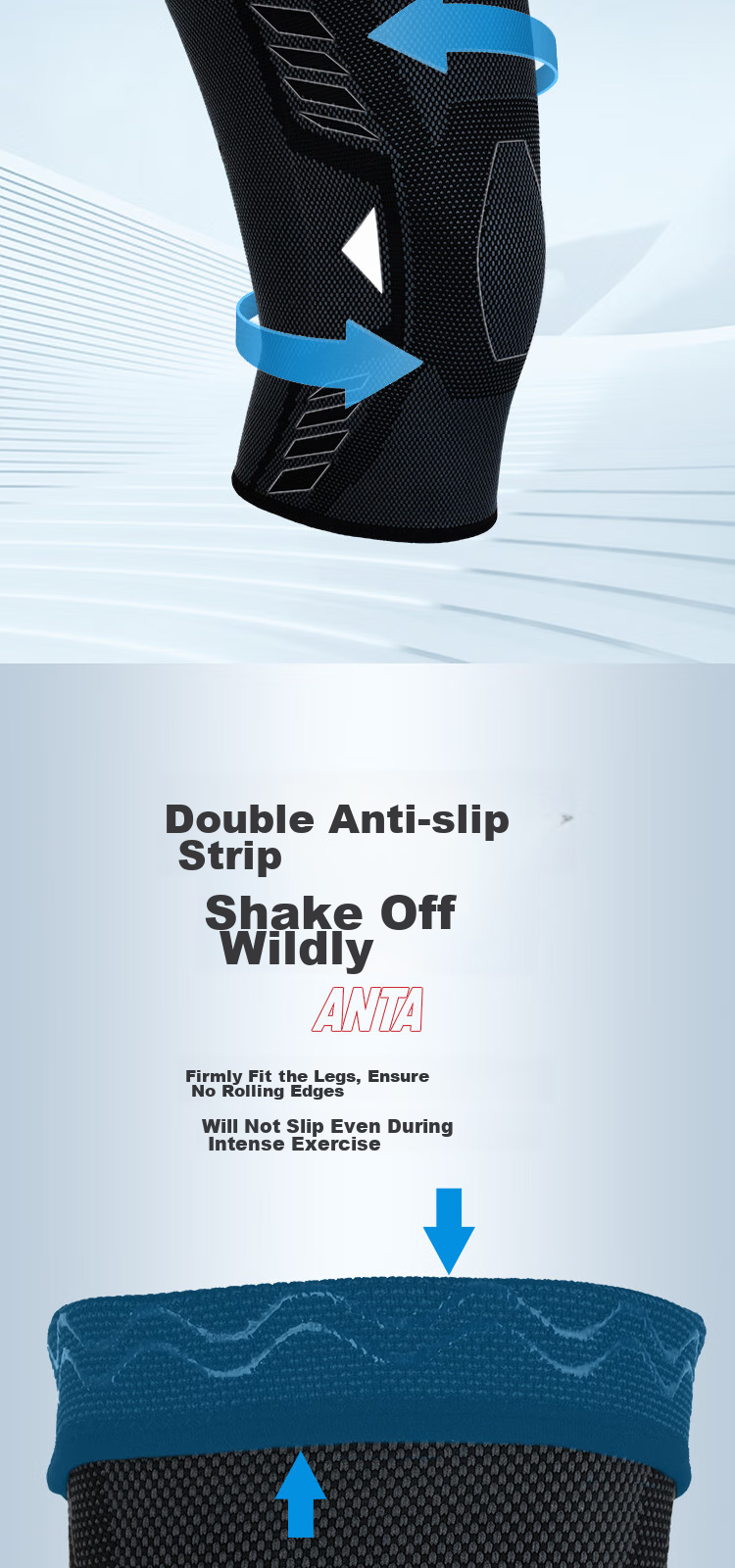 ANTA Sports Knee Brace, Warm Running Protection, Professional Anti-Meniscus Injury, Knee Joint Arthritis Guard, XL Size 5