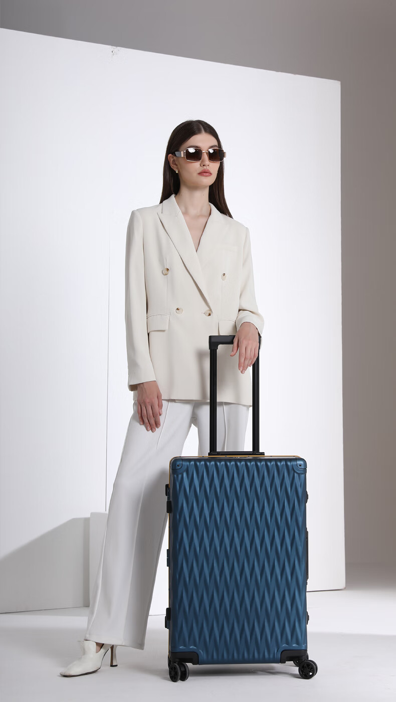 SUMMIT 20-inch Aluminum-Magnesium Alloy Luggage Full Metal Business High-End Travel Suitcase Pressure-Resistant Silent Wheels Trolley Case Blue 2