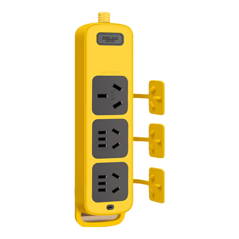 DELIXI Engineering Socket / 16A High-Power Socket / Durable Industrial Power Strip / Extension Cord / Power Strip / Surge Protector, Wireless with Dust Cover, No Switch
