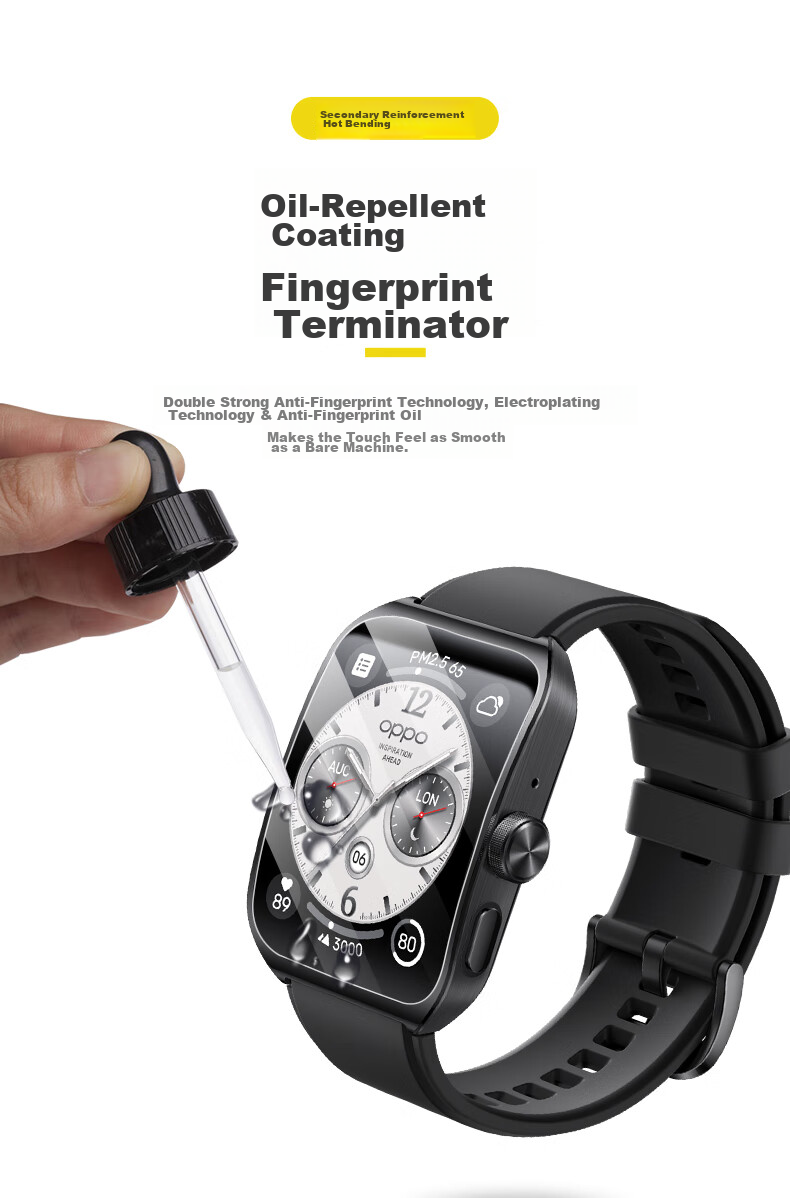 KMaxAI Compatible with OPPO Watch 4 Pro Protective Film + Hard Case, Integrated Full Protection Cover for Watch Face + Screen Protector, Anti-Scratch, Anti-Fingerprint, Shockproof Tempered Glass Film, Black 5