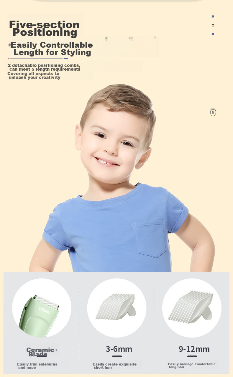 Enssu Baby Hair Clipper, Digital Display Low Noise Quiet Waterproof Children's Hair Trimmer Electric Shaver ES930A 7