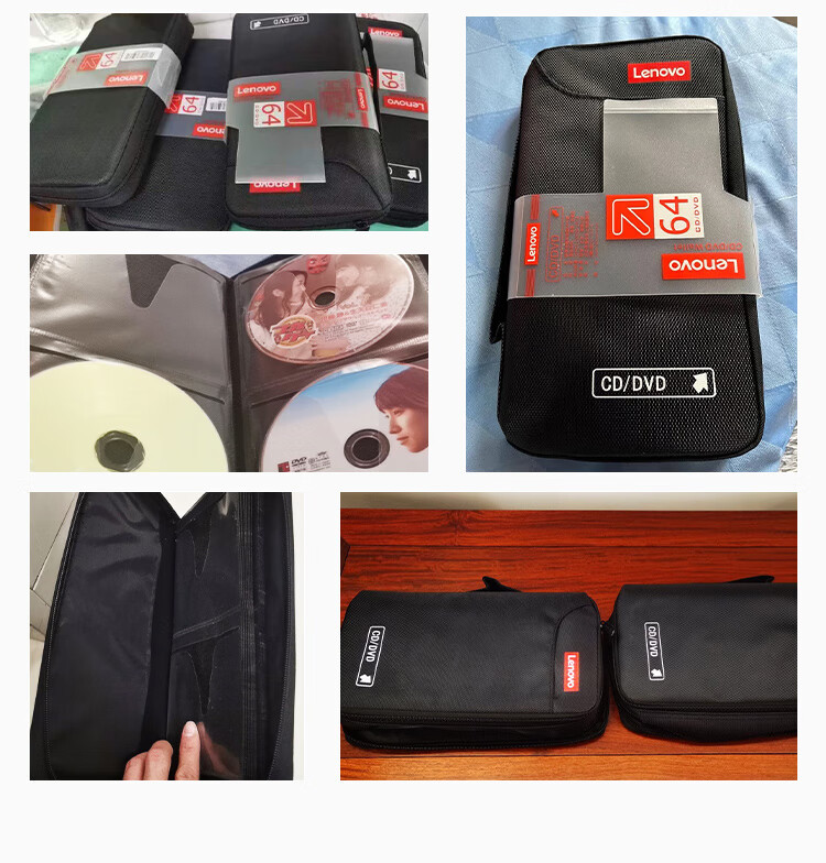 Lenovo Car CD Storage Case, CD/DVD Disc Holder, Oxford Cloth 64 Pieces, Home Storage Organizer 10