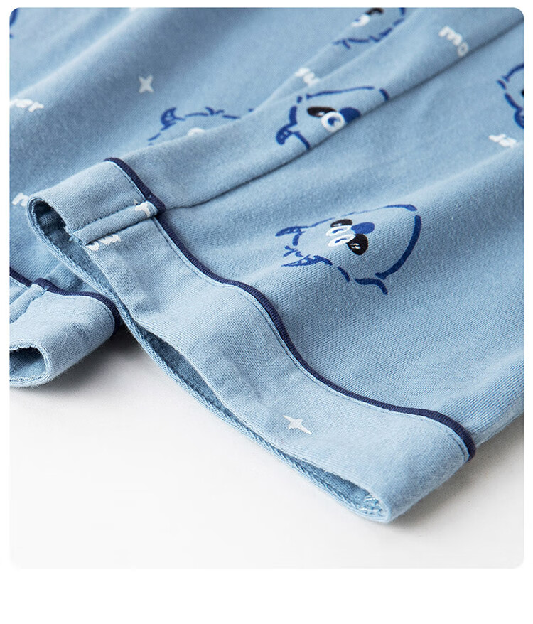 Dingguagua Children's Pajama Set, Spring And Summer Pure Cotton, for Older Boys, Home Wear with Open Front, Light Blue, Size 120 11