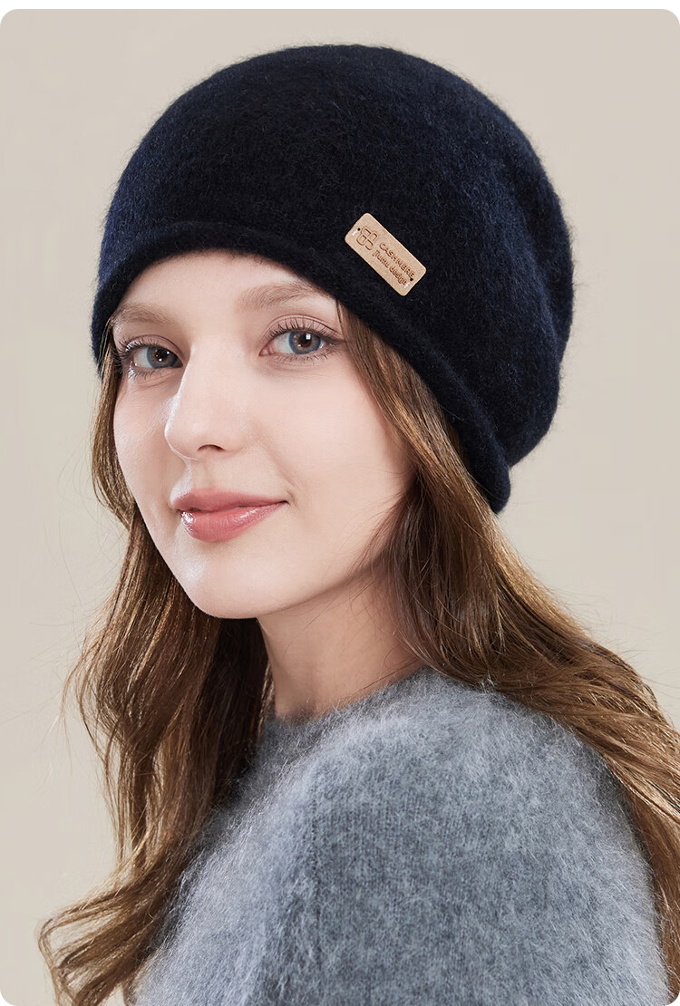 JIUMU Pure Cashmere Warm Knitted Beanie Hat, Cold-Proof Cap for Autumn And Winter, Slouchy Hat, Outdoor Winter Cap, Cold-Resistant Hat for Wome 22