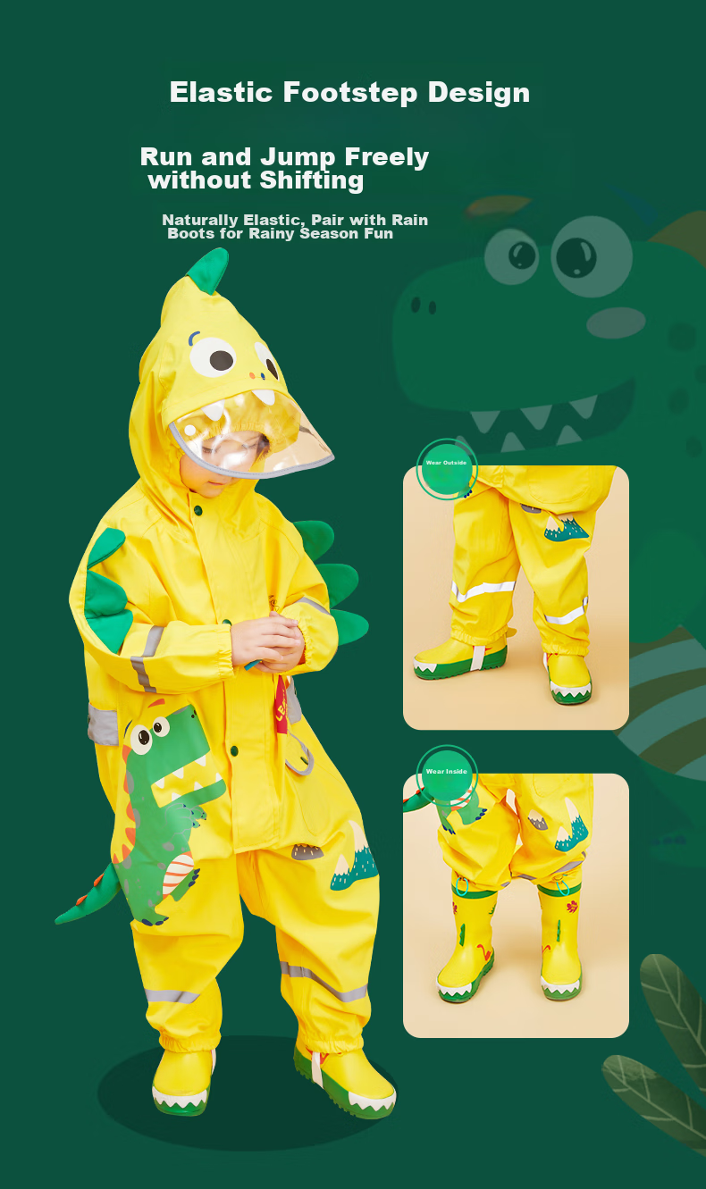Lemonkid Children's Raincoat for Boys And Girls, Baby Rain Poncho, Elementary School Student Rain Gear, Tiana Rainbow Star Rabbit One-Piece, XL 19