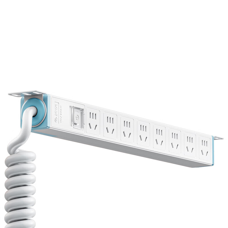 Kyfen PDU Desktop Gaming Cabinet Socket/power Strip/extension Cord, 10A 8-Outlet 1U 1C 1.5mm Cable Diameter with Dual Switches And Master Control, 1.6 Meters