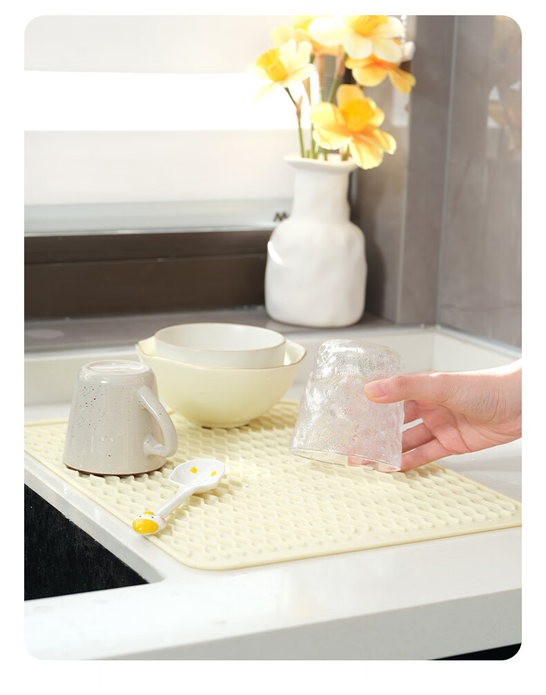 Qiqijia Silicone Draining Mat, Heat Insulation Pad, Kitchen Countertop Protector, Non-Slip Mat, Cutting Board Holder, Anti-Scalding Table Mat, Pot Holder 11