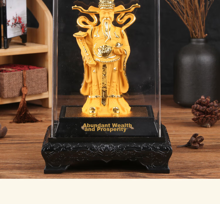 TaTanice Fortune God Decorative Ornament, Golden Buddha Statue for Home Decoration, Wealth And Safety Figurine, Business Gift for Grand Opening, Present for Clients 9