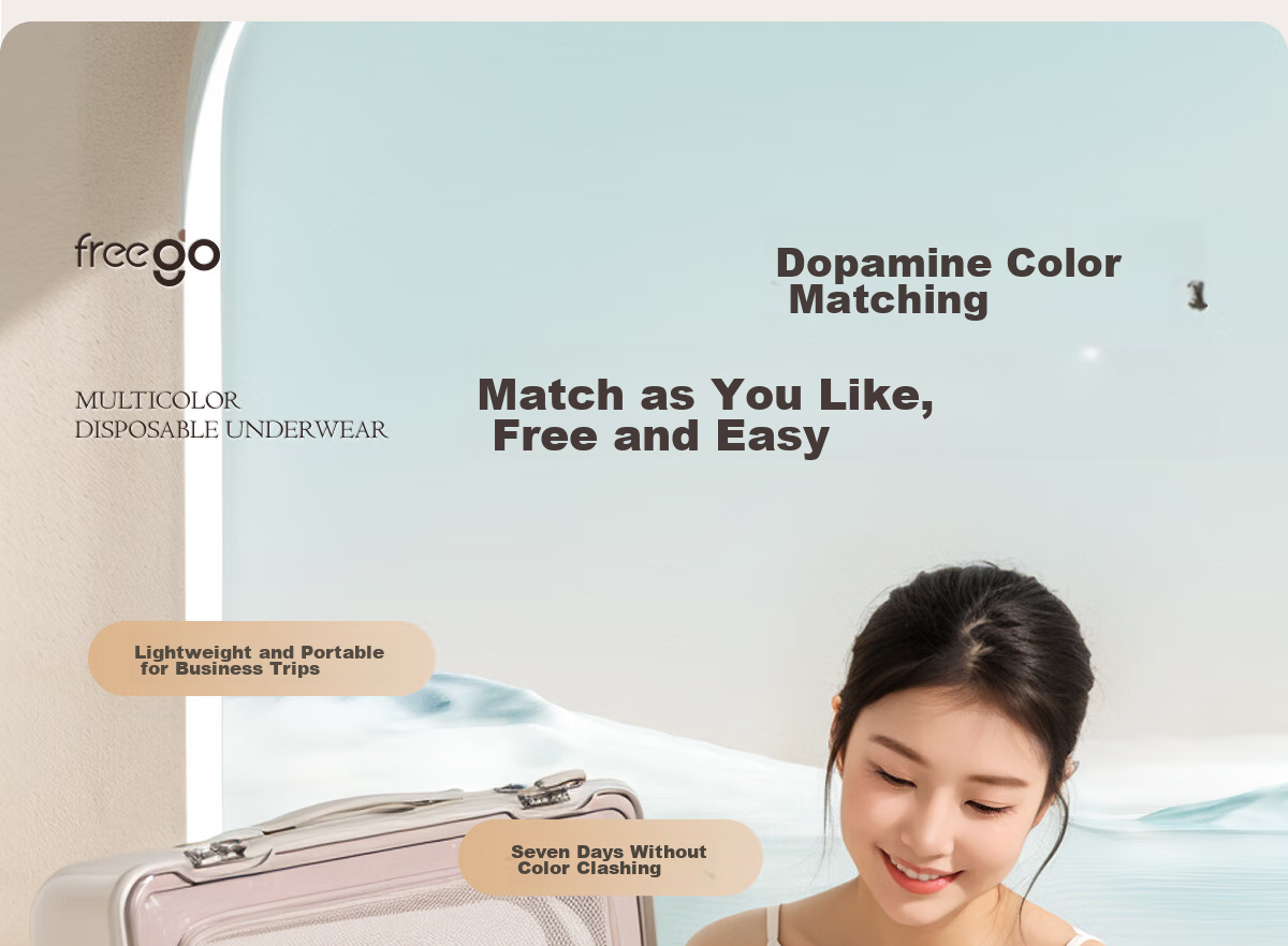 Freego Colored Pure Cotton Disposable Underwear for Women, Sterilized, No-Wash, Daily Disposable, for Pregnant Women, Postpartum, Menstrual Period, Travel, XL Size, 7-Pack 4
