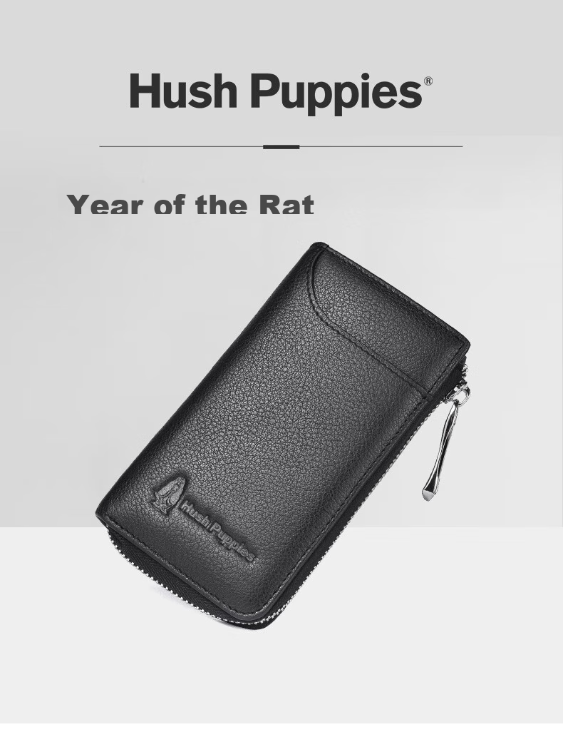 Hush Puppies Key Case, Men's External Card Slot, Portable Key Ring, Multifunctional Storage Bag, Gift Box Packaging, Birthday Present 2
