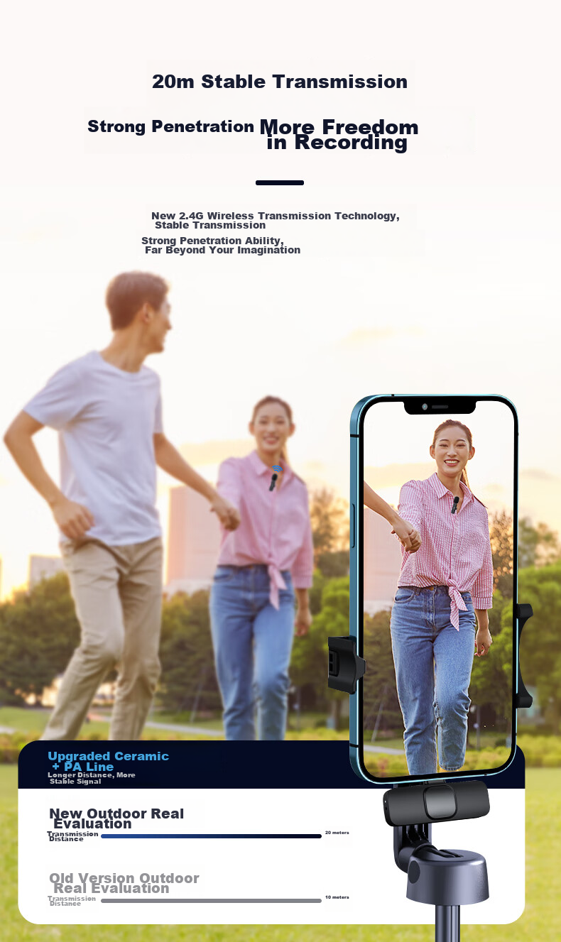 Haomuren Wireless Lavalier Microphone, Outdoor Short Video Douyin Vlog Lip-Sync Mobile-Specific Bluetooth Noise-Cancelling Recording Microphone, Live Streaming Dual-Channel 7