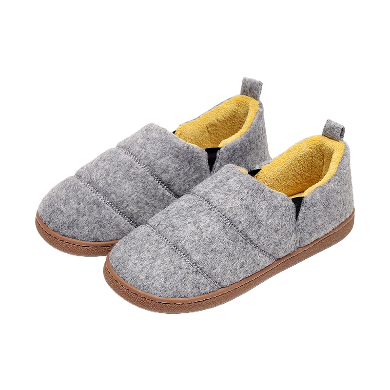 GUOLUOFEI Felt Cotton Slippers, Non-Slip with Heel, Men's Autumn Indoor Thick Warm Cotton Shoes for Elderly Women, Navy Blue, Size 44-45