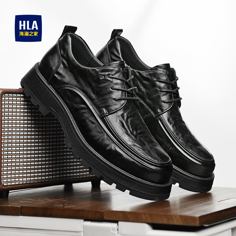 HLA Men's Business Casual Height Increasing Breathable Work Shoes HAAGZM2DBI044 Black Size 40
