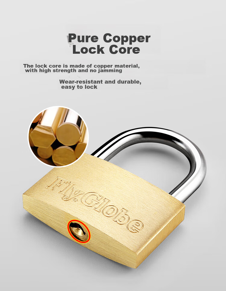 Fly.Globe Brass Padlock, Waterproof And Rust-Resistant Lock, Door Lock, Drawer Lock, Cabinet Lock, Anti-Theft Window Lock, 30MM 6