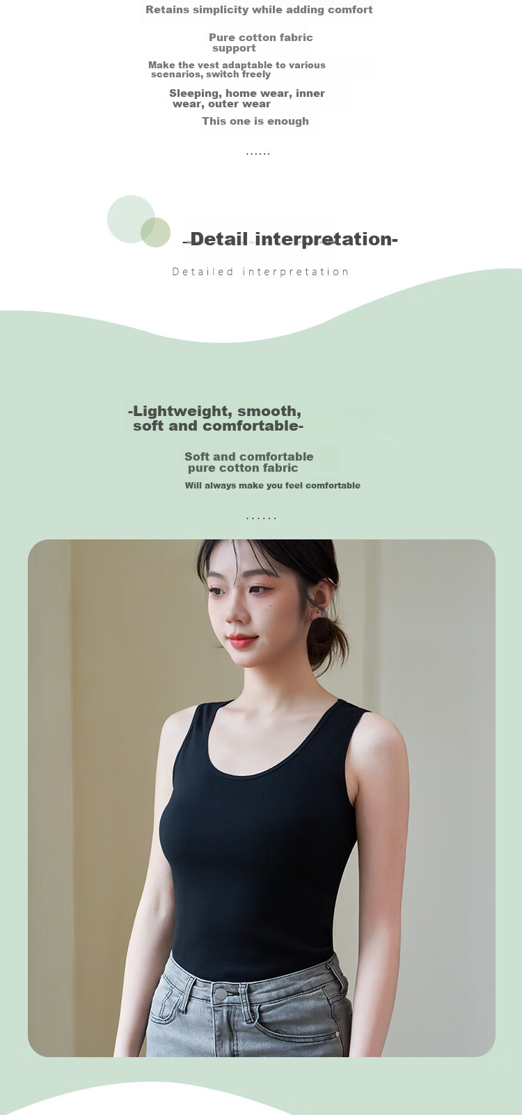 MiiOW Women's Camisole Tank Top, 2025 New Style, Pure Cotton Undershirt, Inner Wear Or Outer Wear Sleeveless Top, White, L 2