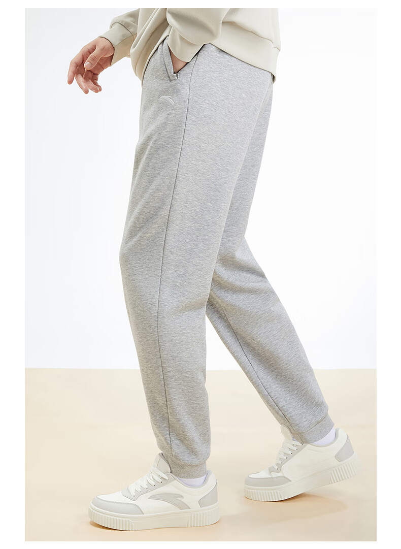 Anta Fleece-Lined Men's Straight-Leg Sweatpants Knitted Outdoor Running Warm Casual Pants for Men 44
