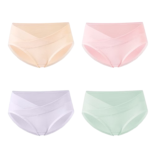 JOYNCLEON Maternity Underwear, Cotton Low-Rise, Suitable for Pregnant And Postpartum Women, Universal Size, All Seasons, Skin + Pink + Purple + Green, M Jnk0362