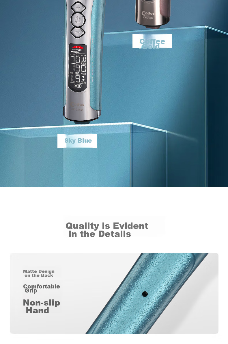 Codos 982 Sky Blue Brushless Electric Hair Clipper, Rechargeable Electric Shaver, Professional Hair Salon Tool, Graduation Gift 11
