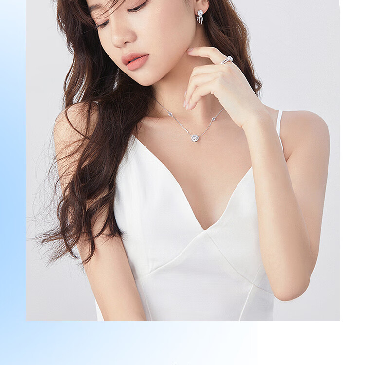 FanciFanci Star Dot Necklace White Silver Women's Light Luxury Pendant Birthday Gift for Girlfriend 10