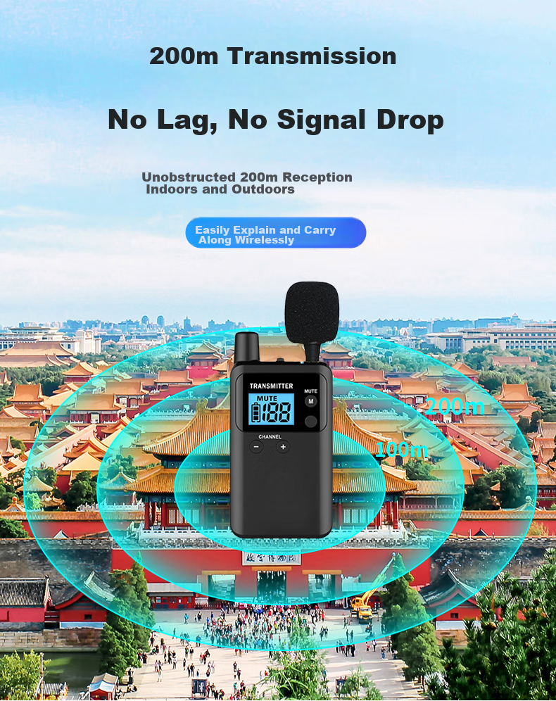 Bcity Wireless Tour Guide System for Factory Tours, Reception Interpretation, And Group Guiding 711R Tour Guide Multi-Channel Wireless System for up to 20 People 8