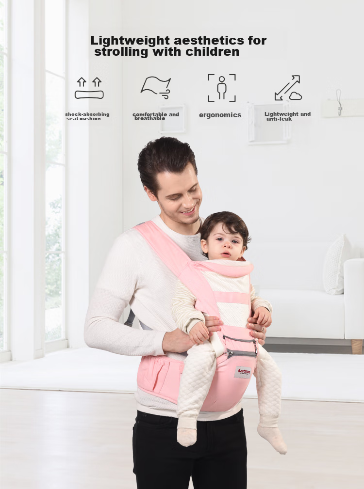 LYUBA Waist Stool, Baby Carrier, Front-Carrying Style, Baby-Holding Aid, Multifunctional Seat, Shock-Absorbing Back Support, Infant Carrier HYA2031, Cherry Blossom Pink 1