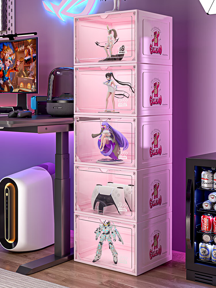 Disney Transparent Shoe Box Dustproof Moisture-Proof Shoe Cabinet Front-Opening Storage Box Storage Cabinet Pink 4-Pack 1