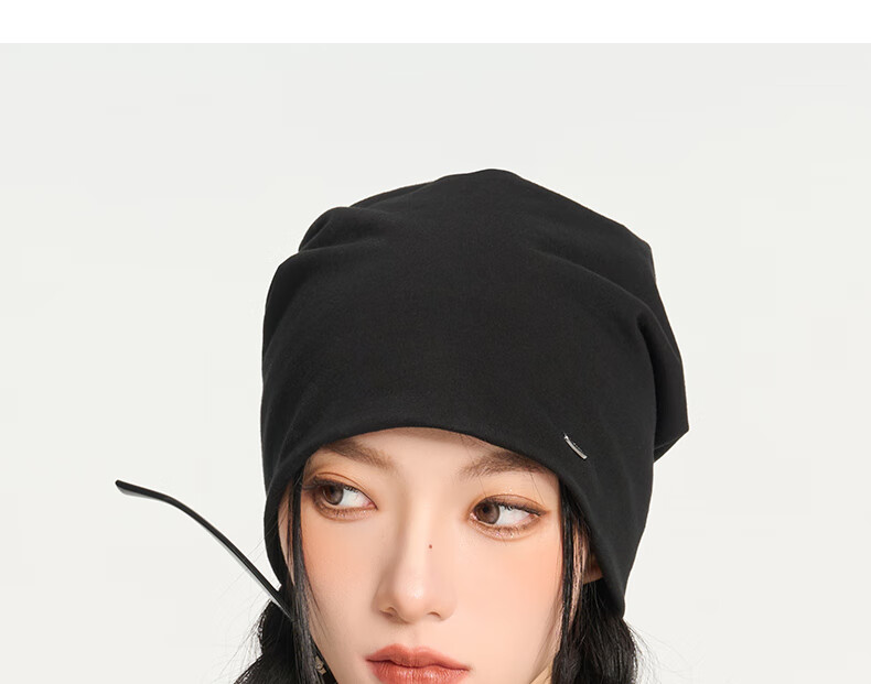 CACUSS Women's Postpartum Hat, Spring And Autumn Cotton Sleep Cap, Thin Head Wrap, Slouchy Hoodie, Cold Weather Cap, Black Medium 22
