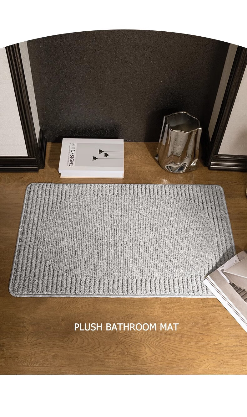 BULULOM Bathroom Non-Slip Foot Mat, Absorbent Bath Mat, Thickened Door Mat for Bathroom, Natural - Dark Gray 40*60cm 14