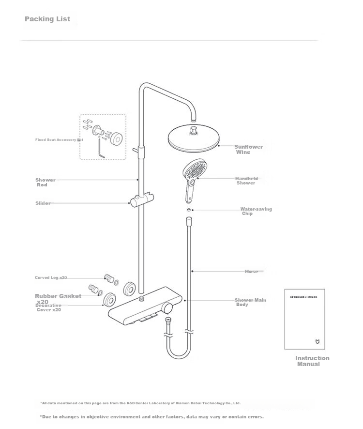 Mijia Temperature-Controlled Shower Head N1 Set, Brass Body, Bathroom Home Shower System 33